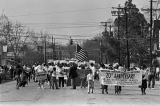 Marchers during the 20th anniversary reenactment of the Selma to Montgomery March in Selma, Alabama.