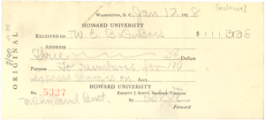 Receipt from Howard University