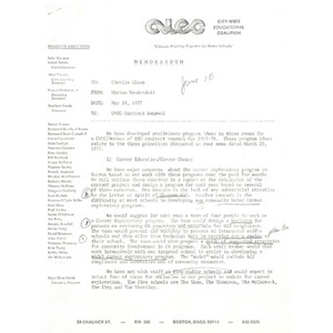 Memo, CWEC Contract Renewal, May 24, 1977.