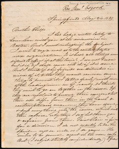 Letter from Samuel Osgood, Springfield, to Amos Augustus Phelps, May 24. 1839