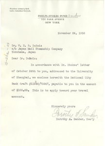 Letter from Phelps-Stokes Fund to W. E. B. Du Bois