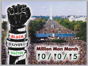 Postcard advertising the Milion Man March 20th Anniversary