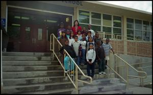 Gates Elementary Students and Teacher on School Steps