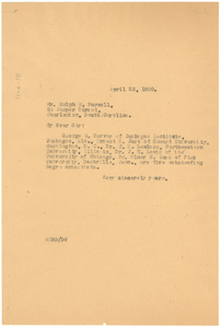 Letter from W. E. B. Du Bois to Ralph W. Purcell