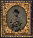 [Unidentified soldier in Confederate uniform and Louisiana beltplate with revolvers and sword]