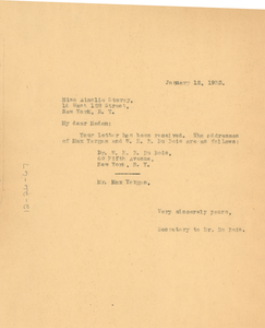 Letter from unidentified correspondent to Ainslie Storey