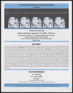 [Flyer: Jean Carne "Divas: The Voices of My Life" Concert