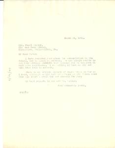 Letter from W. E. B. Du Bois to Pearl Bailey