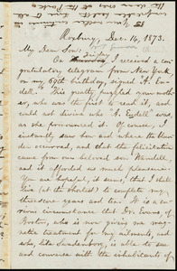 Letter from William Lloyd Garrison, Roxbury, [Mass.], to Wendell Phillips Garrison, Dec. 14, 1873