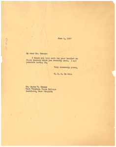 Letter from W. E. B. Du Bois to Harry W. Greene