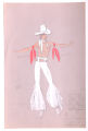 Costume design drawing, male dancer in a cowboy costume for Pzazz! 70, Las Vegas, circa 1970