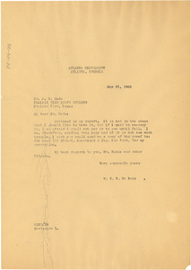 Letter from W. E. B. Du Bois to Prairie View State Normal and Industrial College