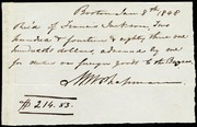 Rec'd [payment] of Francis Jackson... [manuscript]