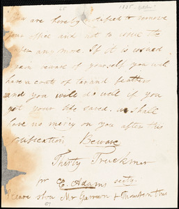 Letter from Thirty Truckmen, [Boston, Massachusetts?], to William Lloyd Garrison and Isaac Knapp, [1835?]