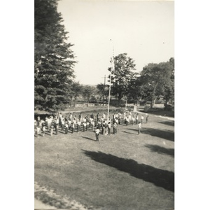 Boys at flag raising