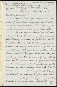 Letter from William Lloyd Garrison, Roxbury, [Mass.], May 25, 1874