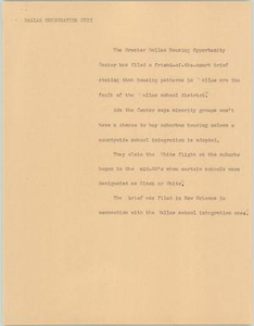 News Script: Dallas desegregation suit