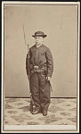 [Unidentified young soldier in Union uniform with bayoneted musket, possibly Private Harrison T. Lichtle or Lichtley of Co. D, 213th Pennsylvania Infantry Regiment]