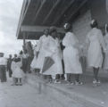 Group of people attending Baptist church groundbreaking ceremony