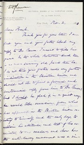 Letter to] My Dear Garrison [manuscript