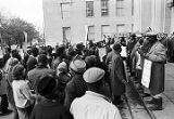 Demonstrators at a voter registration rally outside the Jefferson County courthouse in Birmingham, Alabama.