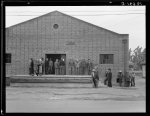 Warehouse, used as distributing office for Farm Security Administration (FSA) relief grants of commodities to destitute farm labor families during cotton strike of October 1938. Bakersfield, California