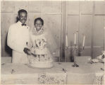 Photograph of Eddie and Johnie Wright at their wedding reception, April 25, 1957