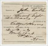 Thumbnail for Receipt for payment from John Cocke to William Kerr for taxes, Alabama, March 19, 1864