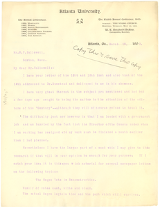 Letter from W. E. B. Du Bois to R. P. Hallowell