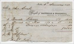 Receipt for payment from John Cocke to Battelle and Woodhull, Mobile, Alabama, January 3, 1850