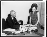 [Asa Philip Randolph with Donielette Nelson, Liberian student, who worked for two summers (1961 and 1962) under the auspices of the AFL-CIO African student program]