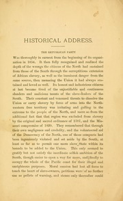 Democrat and Republican, slavery and freedom : past and present crises : an historical address : in behalf of the veteran founders of the Republican Party upon the pending dangers of political corruption, anarchical disorganization, and increasing intemperance of the present day