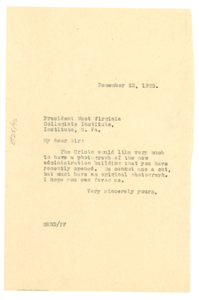 Letter from W. E. B. Du Bois to West Virginia Collegiate Institute