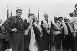 A nun and other clergy members and marchers on the last day of the Selma to Montgomery March, possible at the City of St. Jude campsite in Montgomery, Alabama.