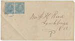 [Civil War envelope folded from wallpaper to J.H. Reed]