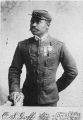 Studio portrait of African American officer of Company A, 25th United States Infantry Regiment "Buffalo Soldiers", Fort Custer, Montana, ca. 1889