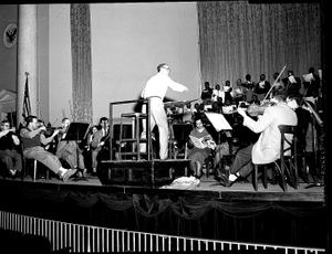 Dean Lawson and H.U. Choir at Constitution Hall [from envelope; #1 of 2]. [Acetate film photonegative]