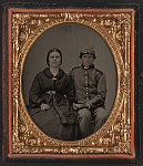 [Unidentified soldier in Confederate uniform and his wife]