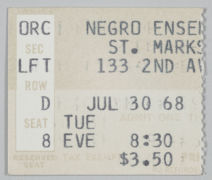 Ticket stub for Song of the Lusitanian Bogey and Daddy Goodness