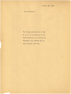 Memorandum from W. E. B. Du Bois to Oliver Harrington