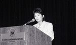 Woman speaking at an Asian Pacific American Legal Center event, Los Angeles, ca. 1989