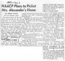 NAACP plans to picket Mrs. Alexander's home