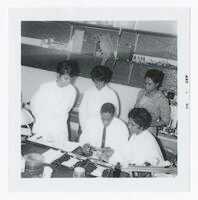 Professor Solomon E. Sears and Four Unidentified Students in Biology Department, May 1965