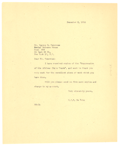 Letter from W. E. B. Du Bois to Social Science Press