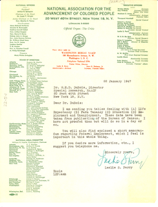 Letter from Leslie S. Perry to W. E. B. Du Bois