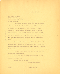 Letter from W. E. B. Du Bois to Ethel Ray Nance