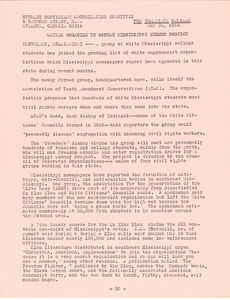 SNCC Press Release: Whites organize to oppose Mississippi Summer Project