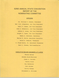 52nd Annual State Convention Report of the Nominating Committee
