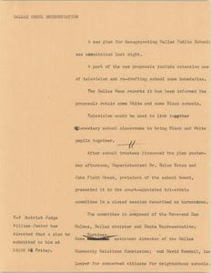 News Script: Dallas school desegregation