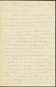 Copy of letter from William Lloyd Garrison, Roxbury, [Mass.], to George Whittemore Stacy, Aug. 31, 1874